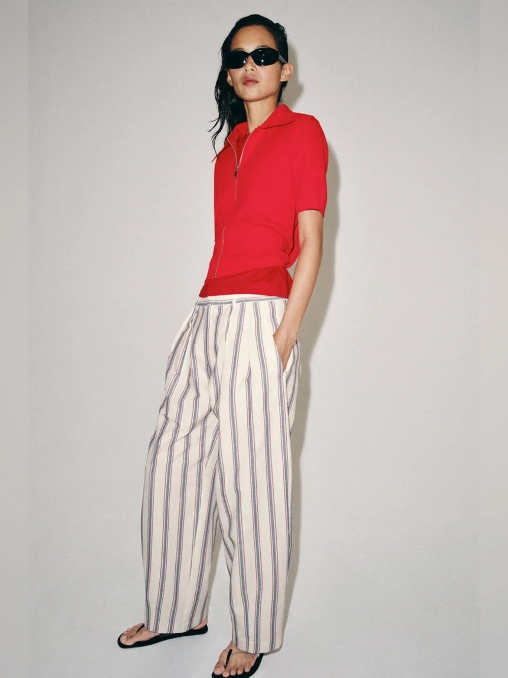 ZARA ZW COLLECTION STRIPED BALLOON PANTS